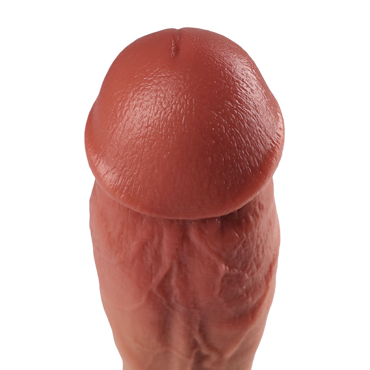 Thrusting dildo featuring a huge and textured head