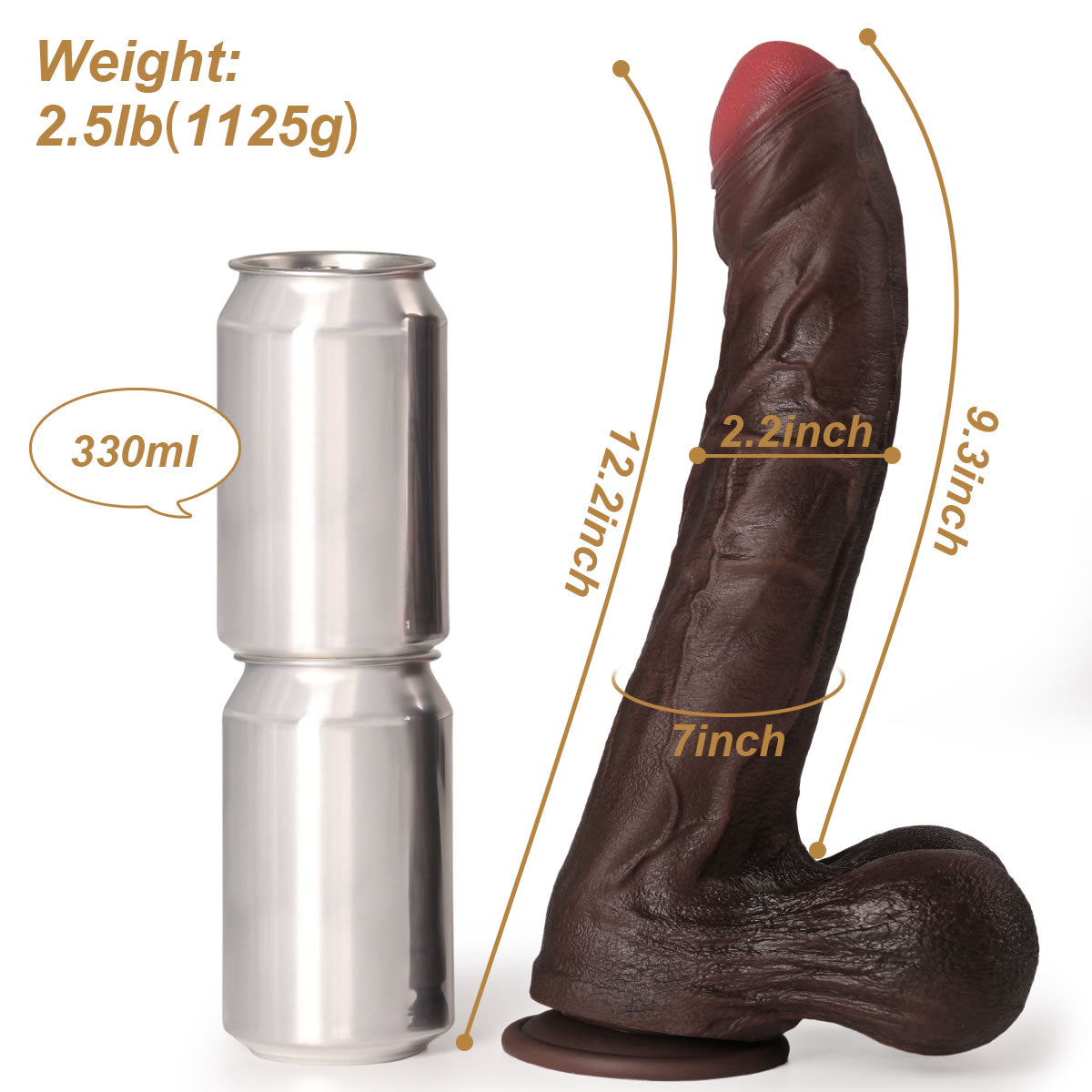 Atlas Huge Dildo Black Size 9.3 Inch Insertable Length