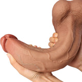 Rex Soft Tapered Dildo Flesh Glans Hand Closeup