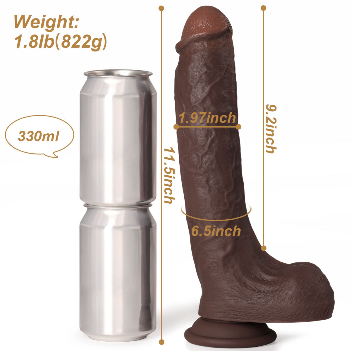 Rocco Lifelike Silicone Dildo Scale Comparison Can