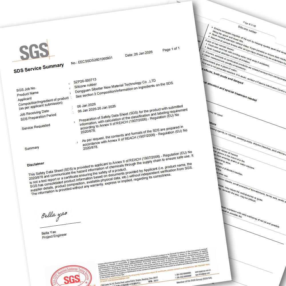 Sustory Body Safe Silicone SGS Compliance Summary